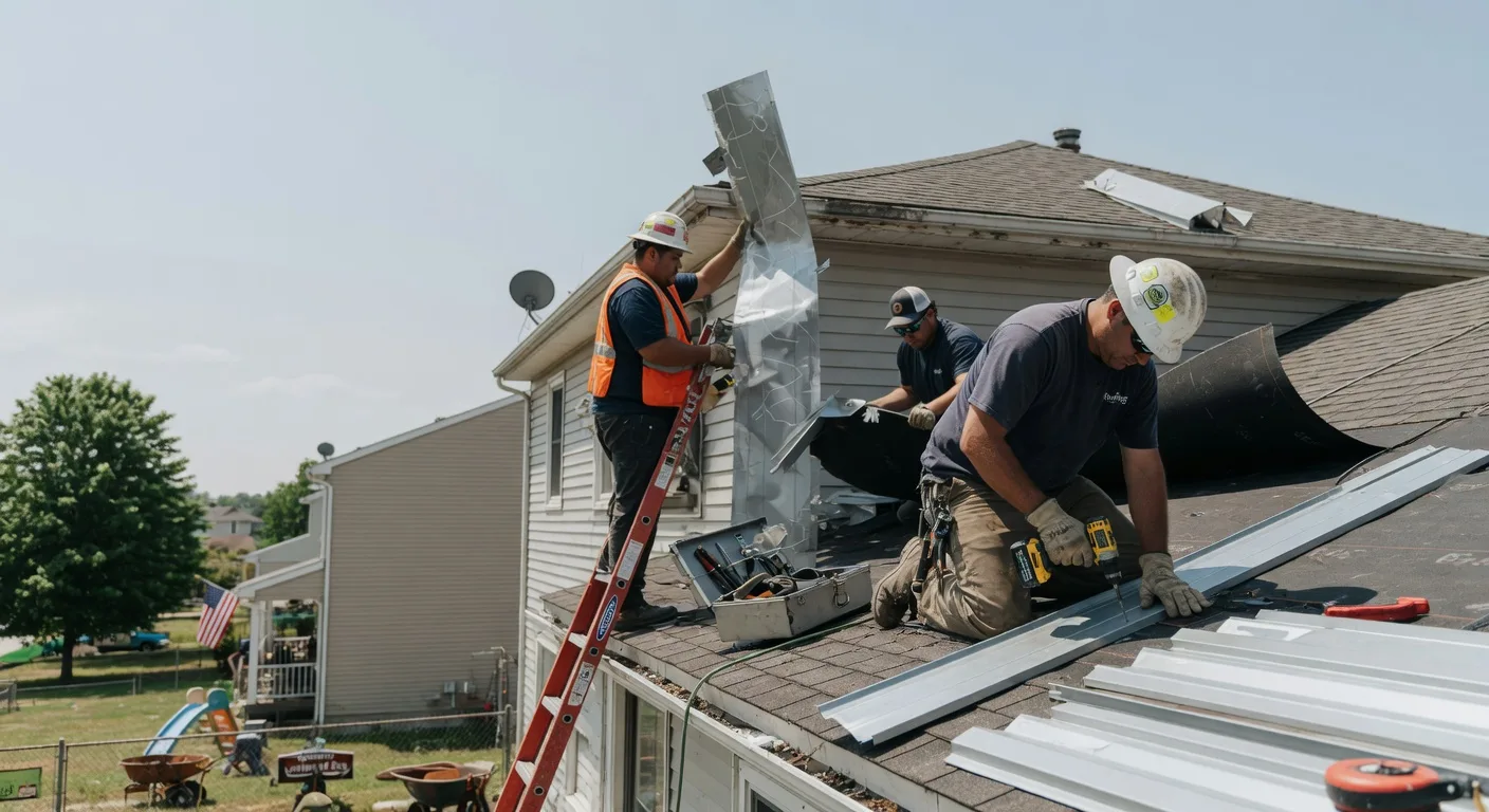 Storm Damage Metal Roof Repair in East Lynne, MO